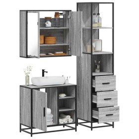 Set de muebles de baño 3 pzas madera contrachapada gris