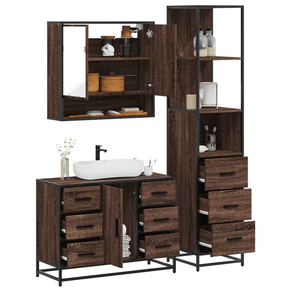 Set de muebles baño 3 pzas madera contrachapada roble