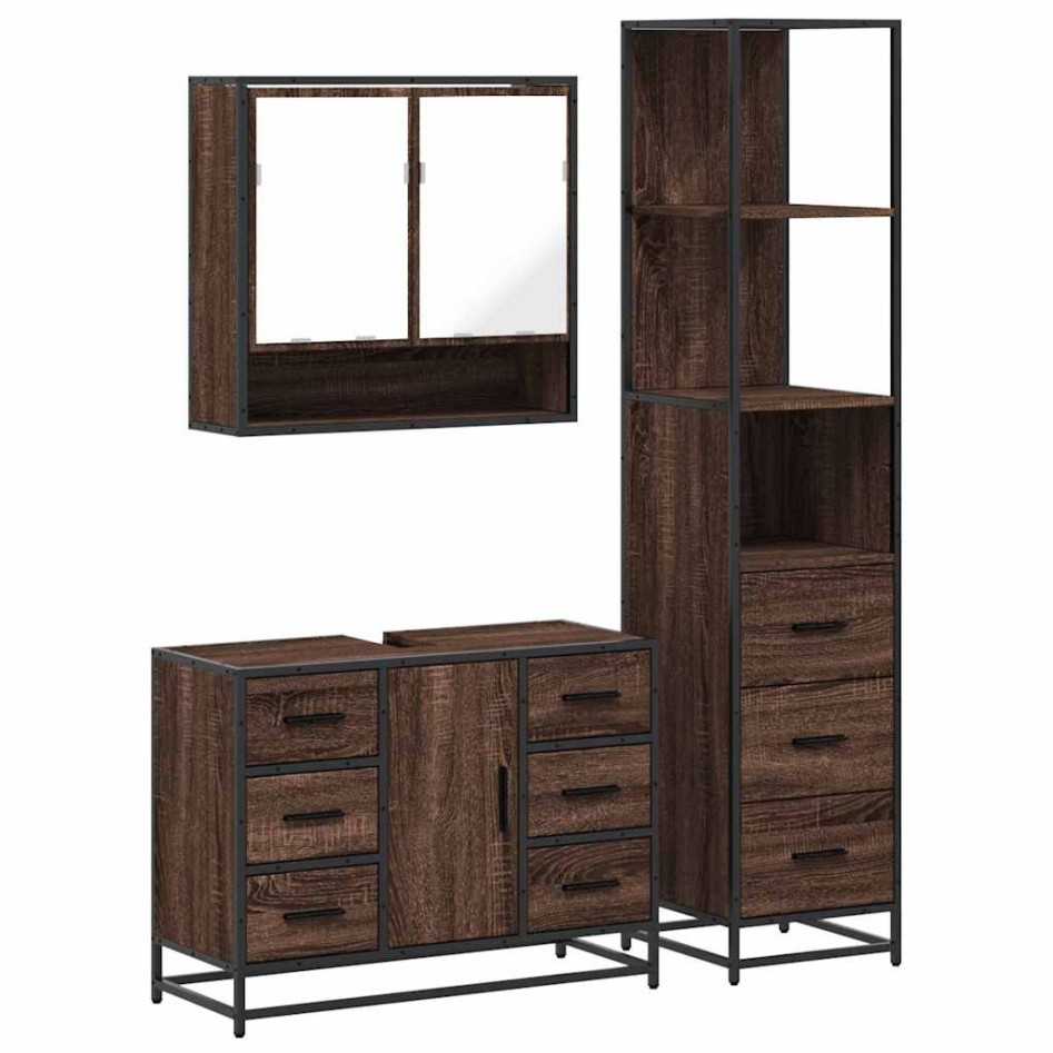 Set de muebles baño 3 pzas madera contrachapada roble