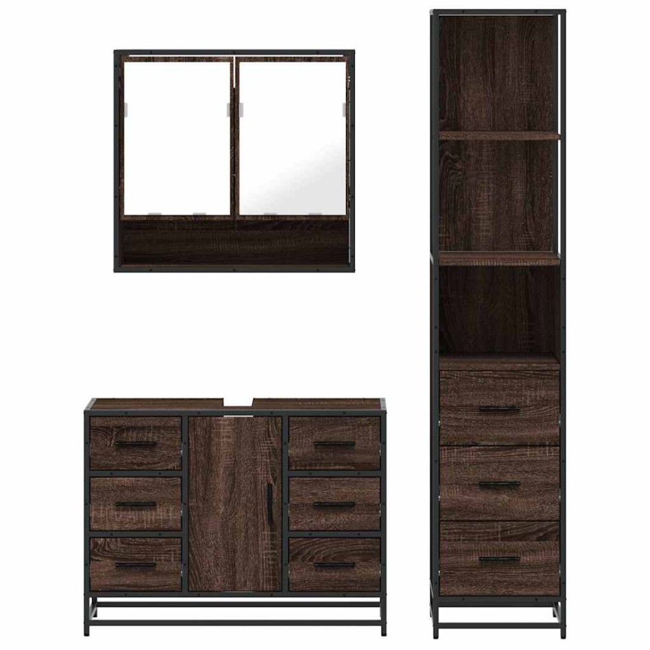 Set de muebles baño 3 pzas madera contrachapada roble