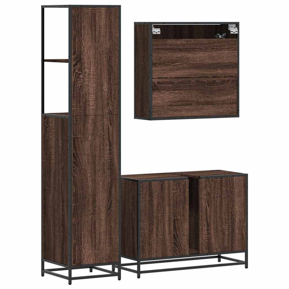 Set de muebles baño 3 pzas madera contrachapada roble