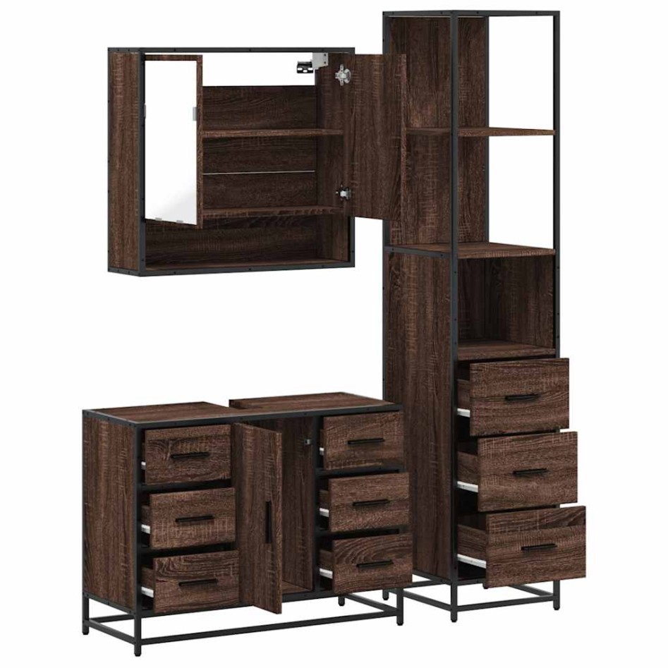 Set de muebles baño 3 pzas madera contrachapada roble