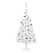 Árbol de Navidad preiluminado con luces y bolas blanco 210 cm