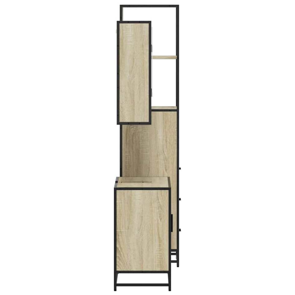 Set de muebles de baño 3 pzas madera contrachapada roble