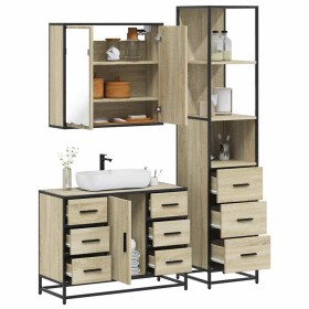 Set de muebles de baño 3 pzas madera contrachapada roble
