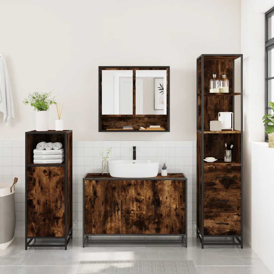 Set de muebles baño 3 pzas madera contrachapada roble