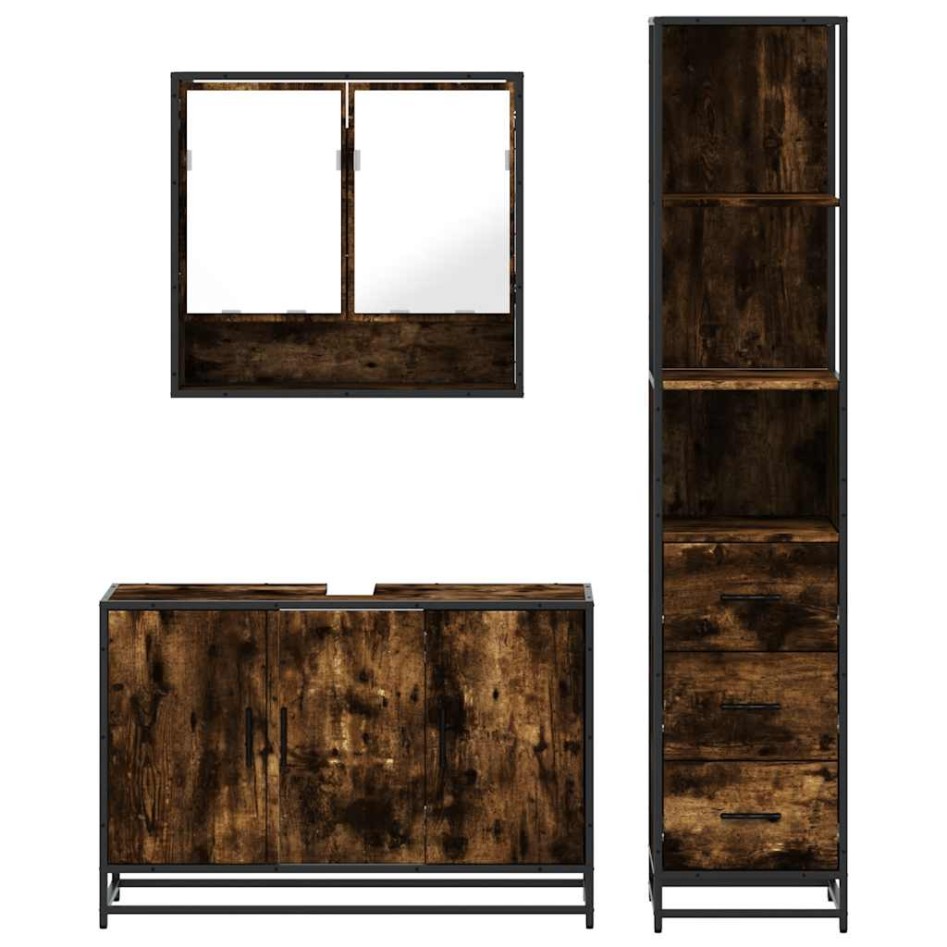 Set de muebles baño 3 pzas madera contrachapada roble