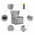 Sillón de masaje reclinable de tela gris