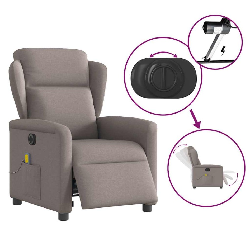 Sillón reclinable de masaje eléctrico tela gris