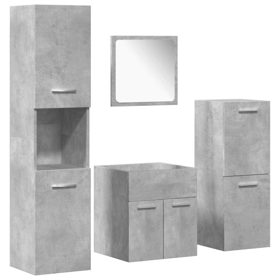 Juego muebles de baño 4 pzas madera contrachapada gris