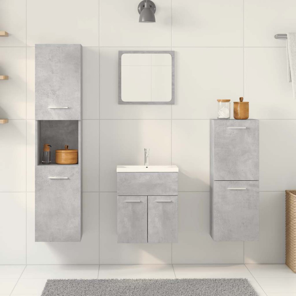 Juego muebles de baño 4 pzas madera contrachapada gris