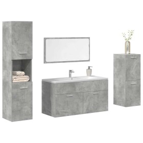 Juego muebles de baño 4 pzas madera contrachapada gris