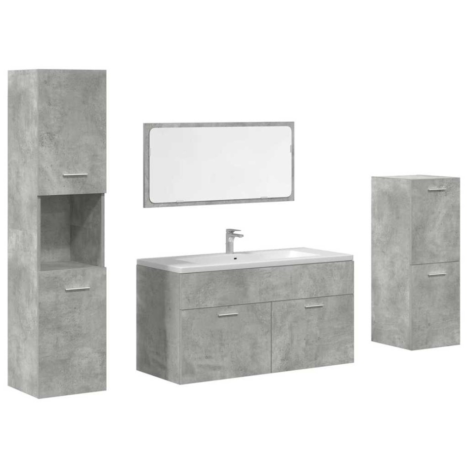Juego muebles de baño 4 pzas madera contrachapada gris