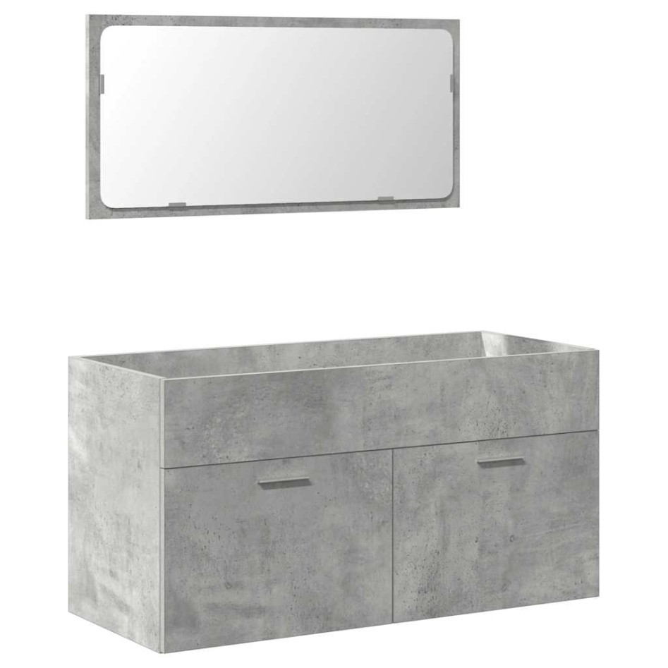 Juego muebles de baño 4 pzas madera contrachapada gris