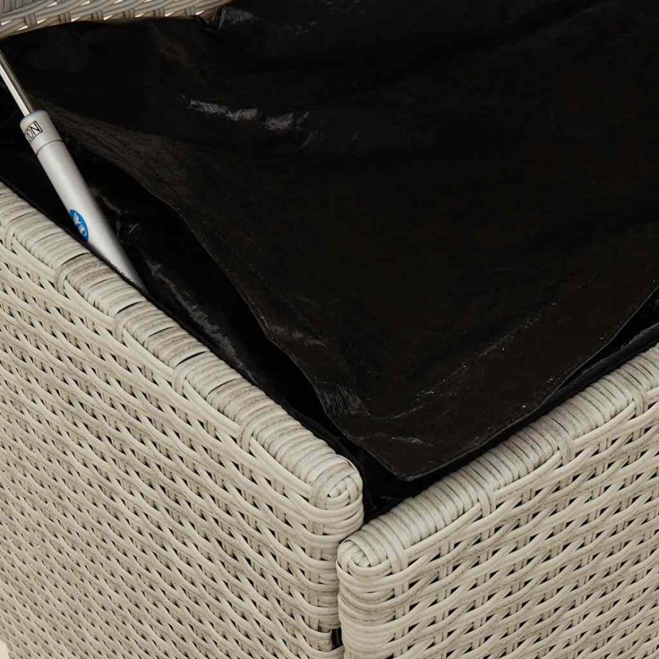 Baúl jardín con ruedas gris claro 110x55x73 cm ratán