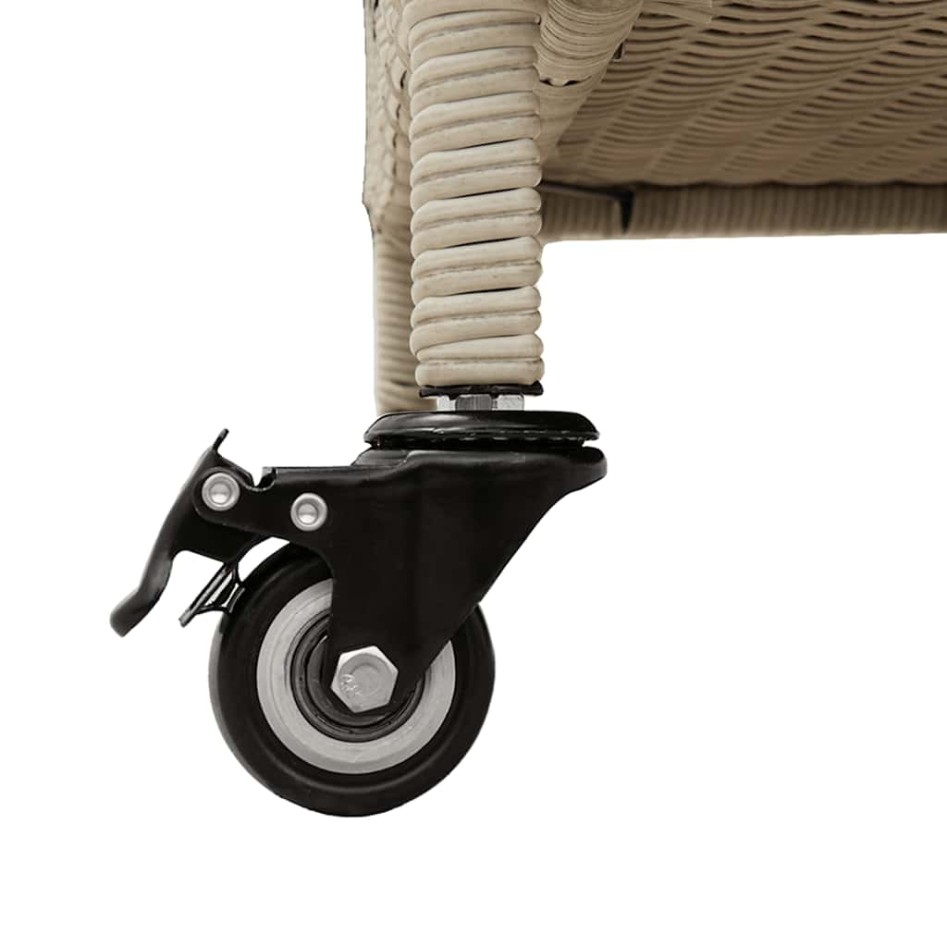 Baúl jardín con ruedas gris claro 110x55x73 cm ratán