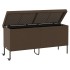 Caja de almacenaje jardín ruedas ratán PE marrón 160x55x75