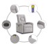 Sillón de masaje reclinable de tela gris