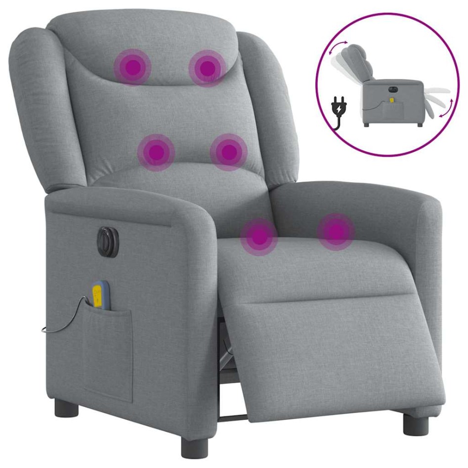 Sillón reclinable de masaje eléctrico tela gris