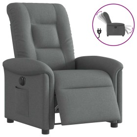 Sillón reclinable eléctrico de tela gris