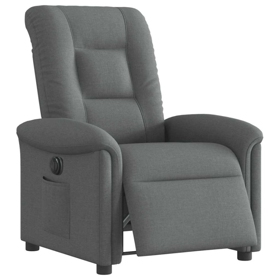 Sillón reclinable eléctrico de tela gris