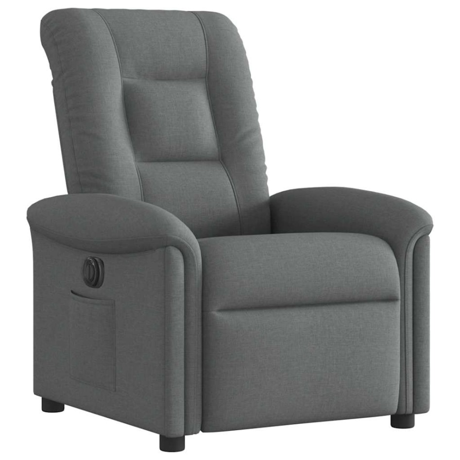 Sillón reclinable eléctrico de tela gris