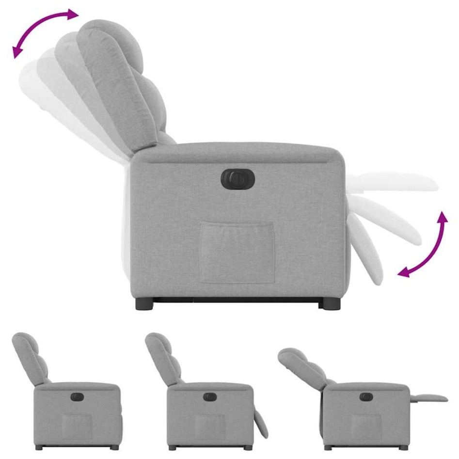Sillón eléctrico reclinable elevable de tela gris