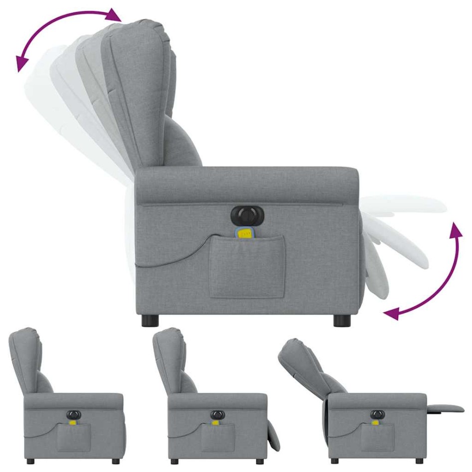 Sillón reclinable de masaje eléctrico tela gris