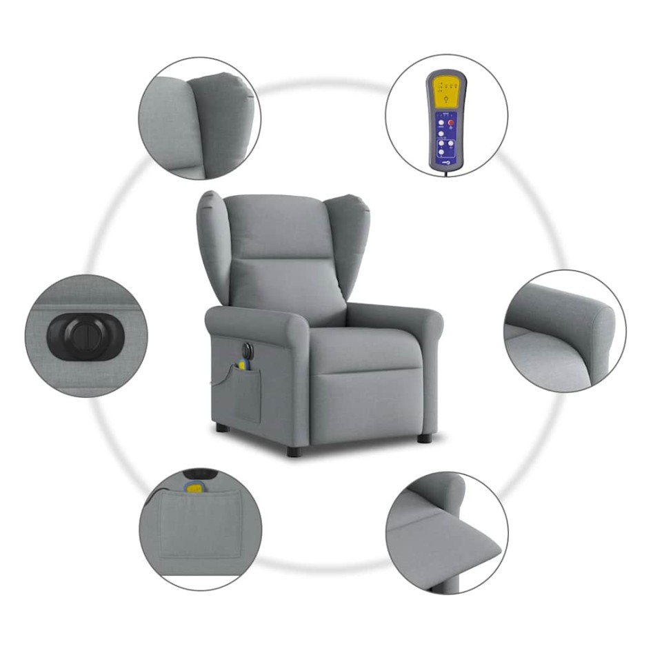 Sillón reclinable de masaje eléctrico tela gris