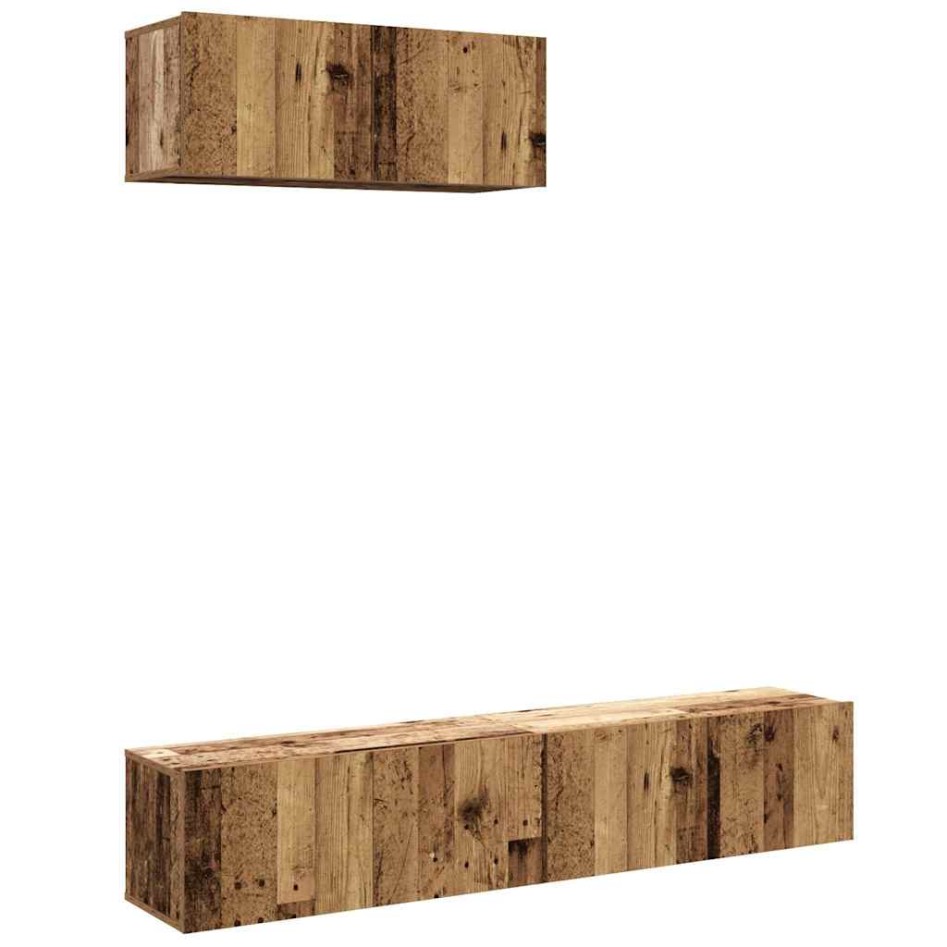 Conjunto de mueble de TV 3 piezas montado la pared madera