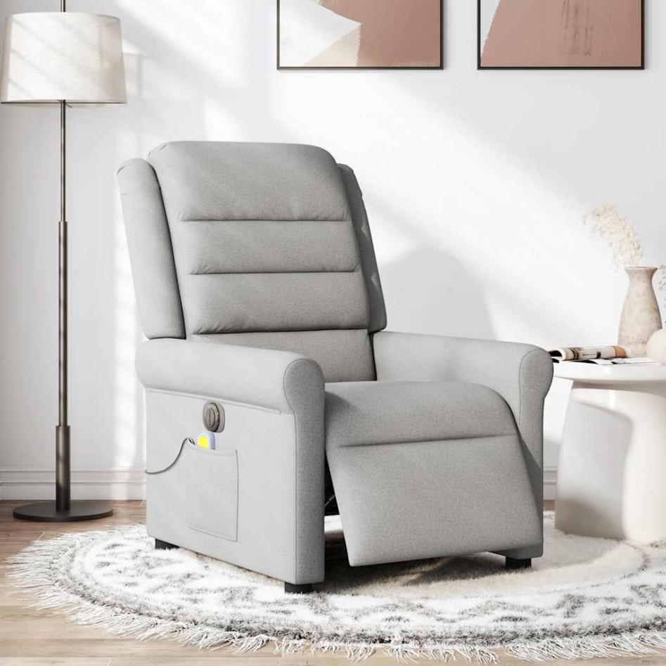 Sillón reclinable de masaje eléctrico tela gris