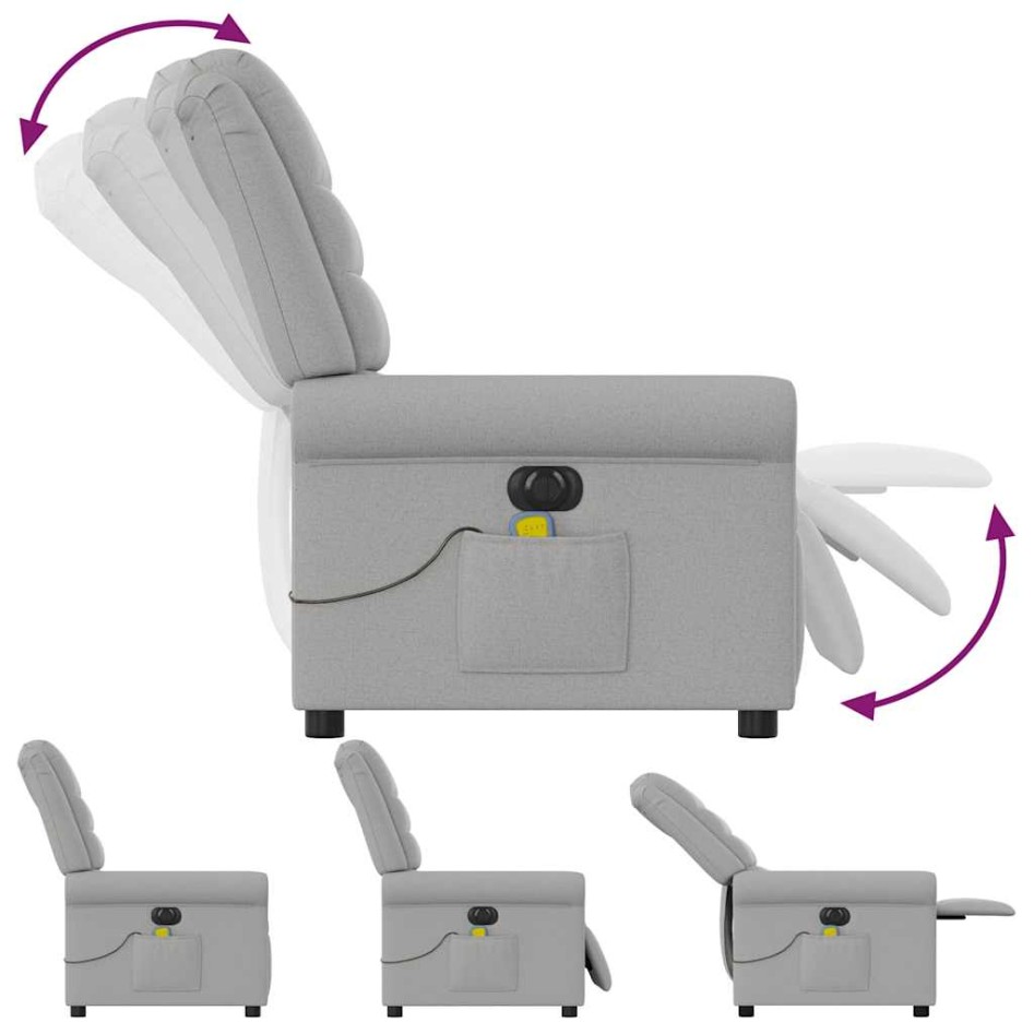 Sillón reclinable de masaje eléctrico tela gris