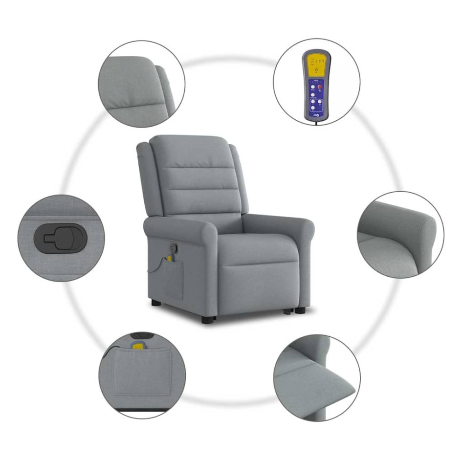 Sillón de masaje reclinable de pie de tela gris