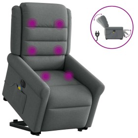 Sillón de masaje eléctrico reclinable elevable tela gris