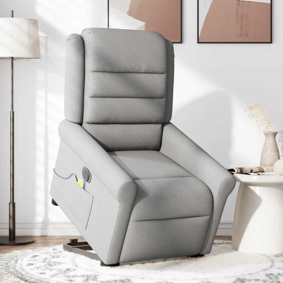 Sillón de masaje eléctrico reclinable elevable tela gris