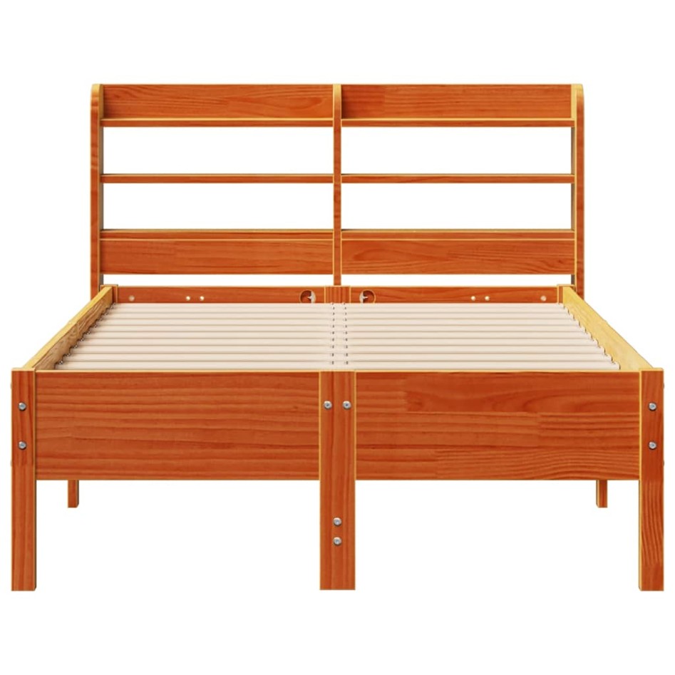 Cama sin colchón madera maciza de pino marrón cera 100x200