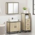 Set de muebles de baño 3 pzas madera contrachapada roble