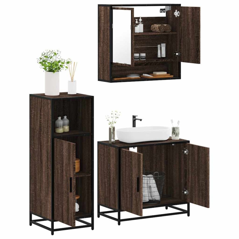 Set de muebles baño 3 pzas madera contrachapada roble