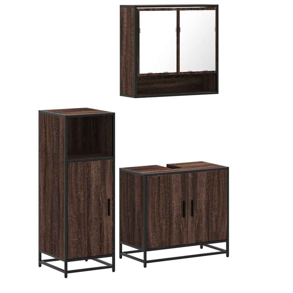 Set de muebles baño 3 pzas madera contrachapada roble