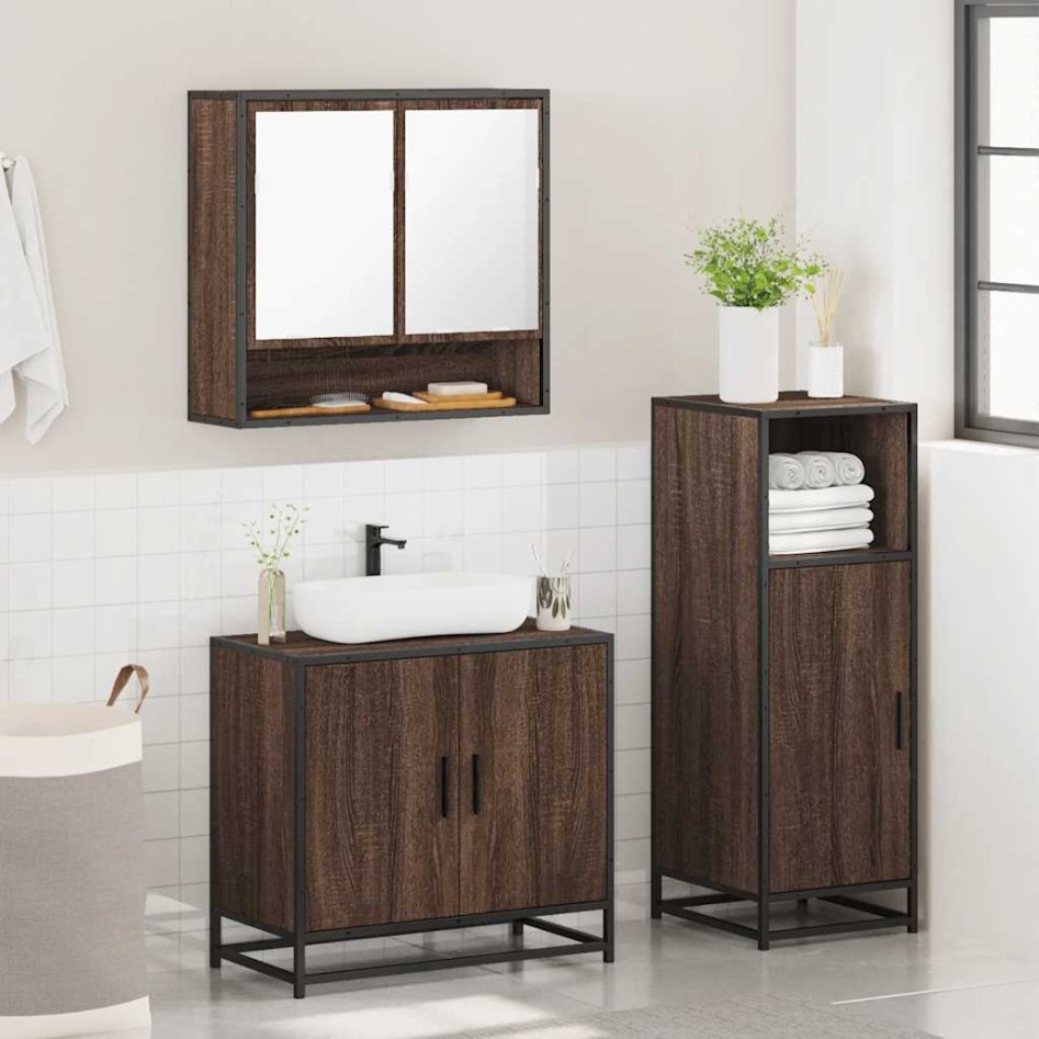 Set de muebles baño 3 pzas madera contrachapada roble