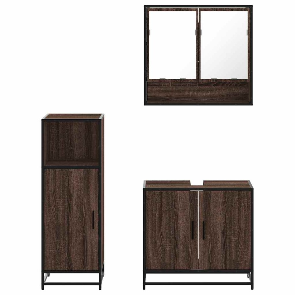 Set de muebles baño 3 pzas madera contrachapada roble