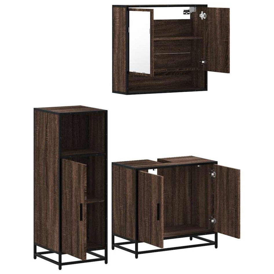 Set de muebles baño 3 pzas madera contrachapada roble