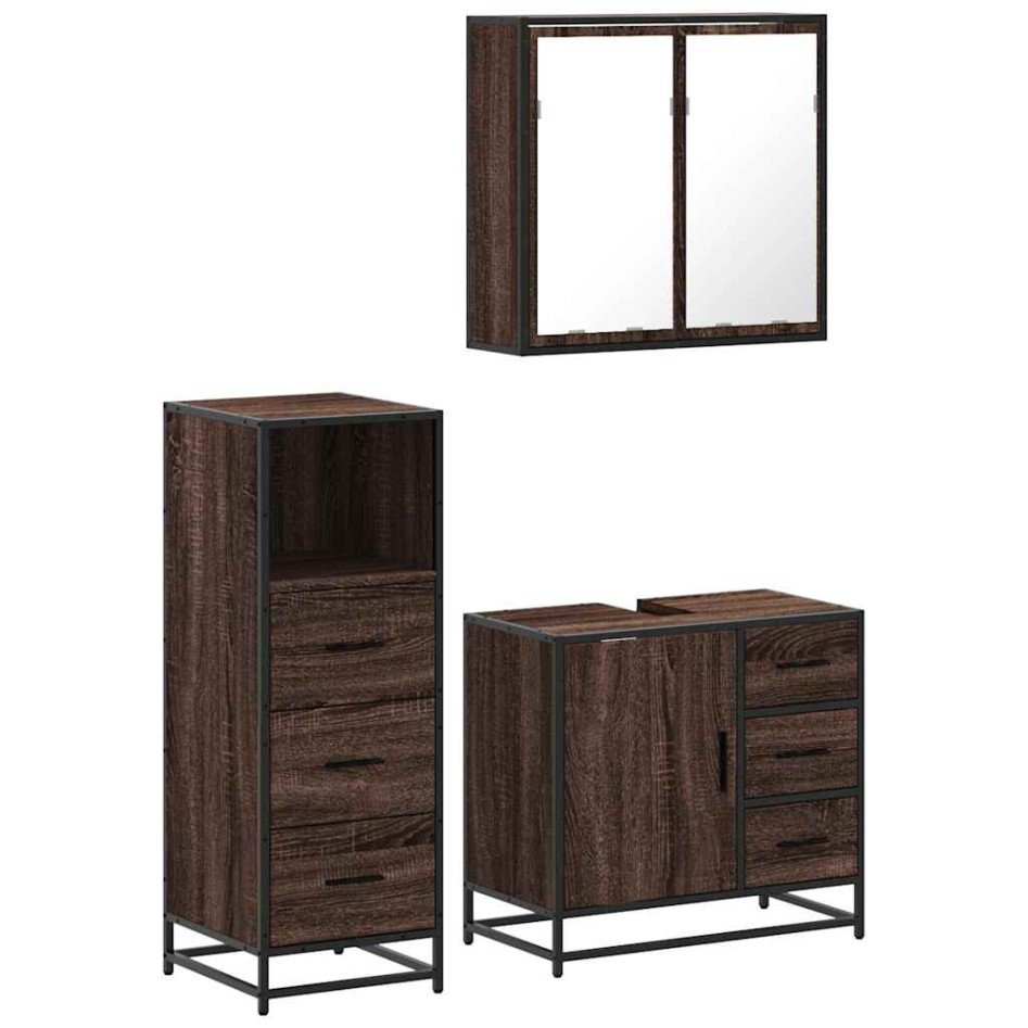 Set de muebles baño 3 pzas madera contrachapada roble