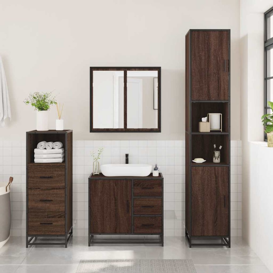 Set de muebles baño 3 pzas madera contrachapada roble