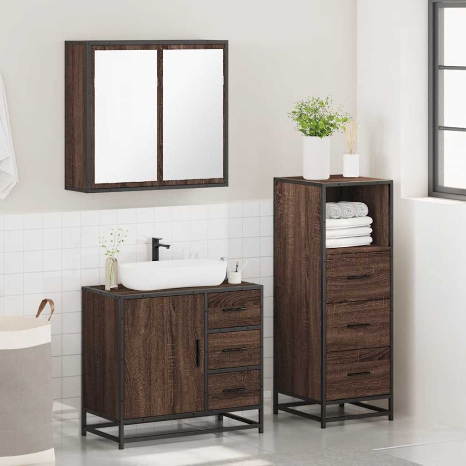 Set de muebles baño 3 pzas madera contrachapada roble