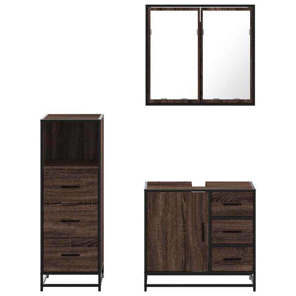 Set de muebles baño 3 pzas madera contrachapada roble