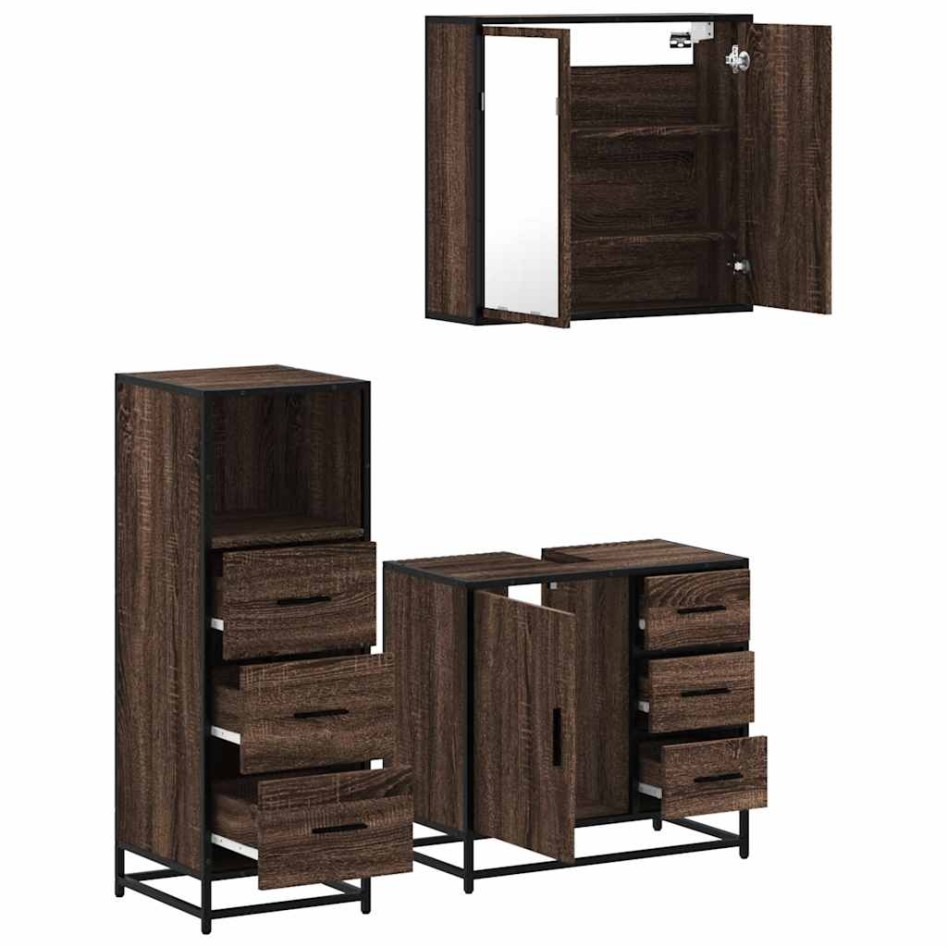 Set de muebles baño 3 pzas madera contrachapada roble