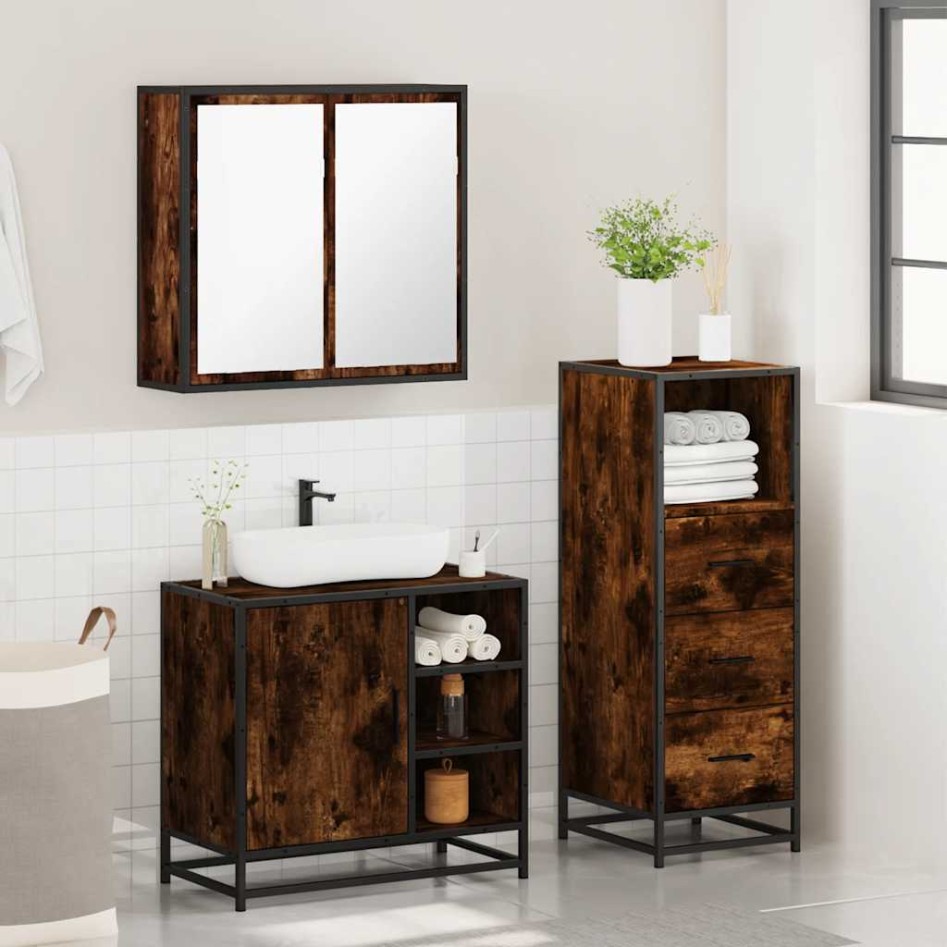 Set de muebles baño 3 pzas madera contrachapada roble