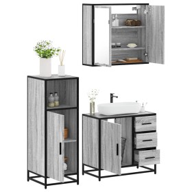 Set de muebles de baño 3 pzas madera contrachapada gris