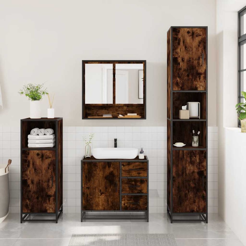 Set de muebles baño 3 pzas madera contrachapada roble
